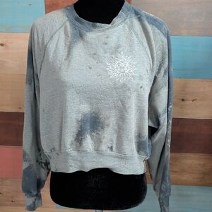 Rebellious One Gray Tie-Dye Sun Graphic Pullover